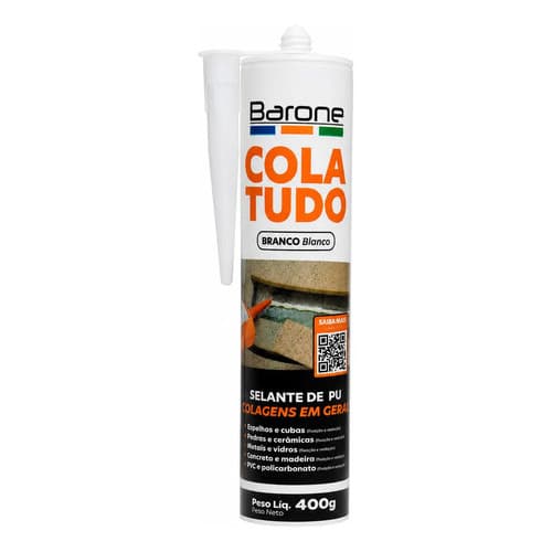 Cola Tudo Barone Pu Branco 400g Selante Multiuso Fixa Tudo
