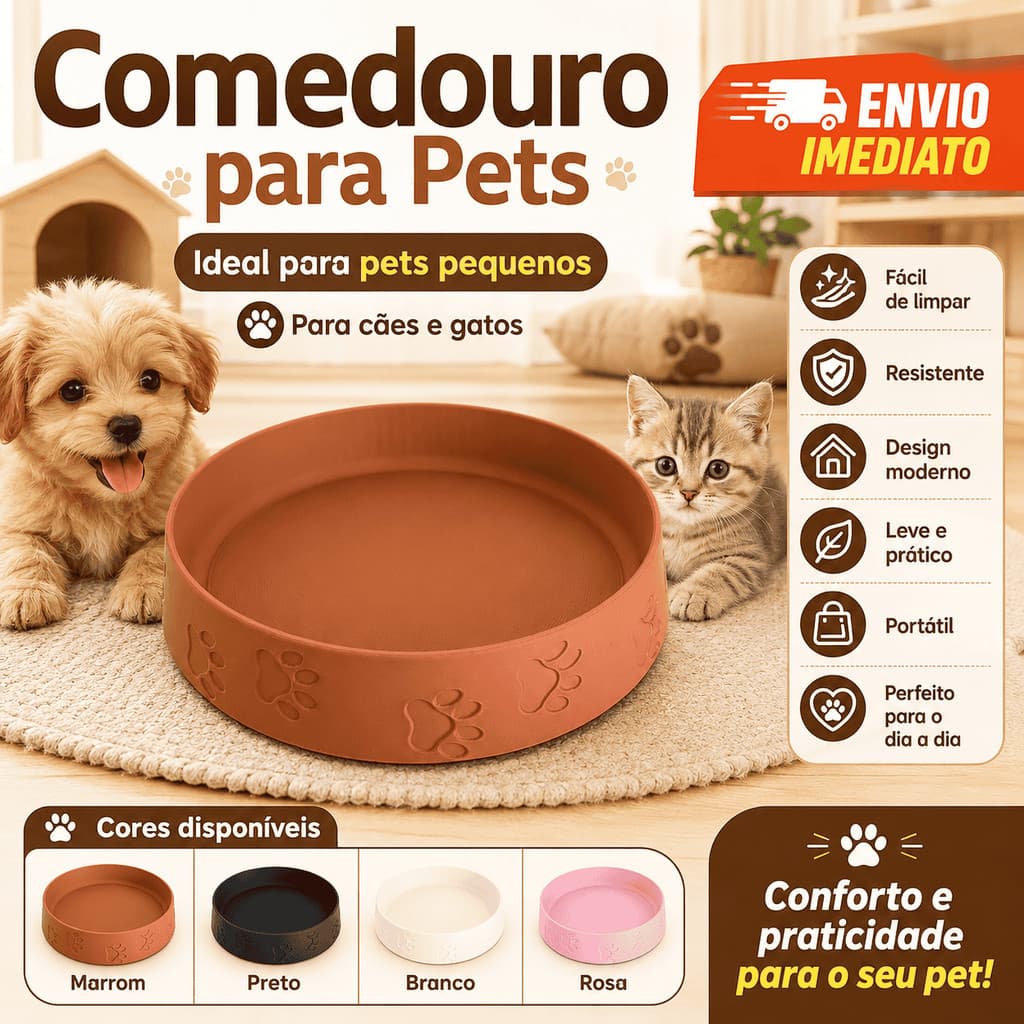 Comedouro Pet Pequeno Cachorro Gato Tigela Ração Patinha
