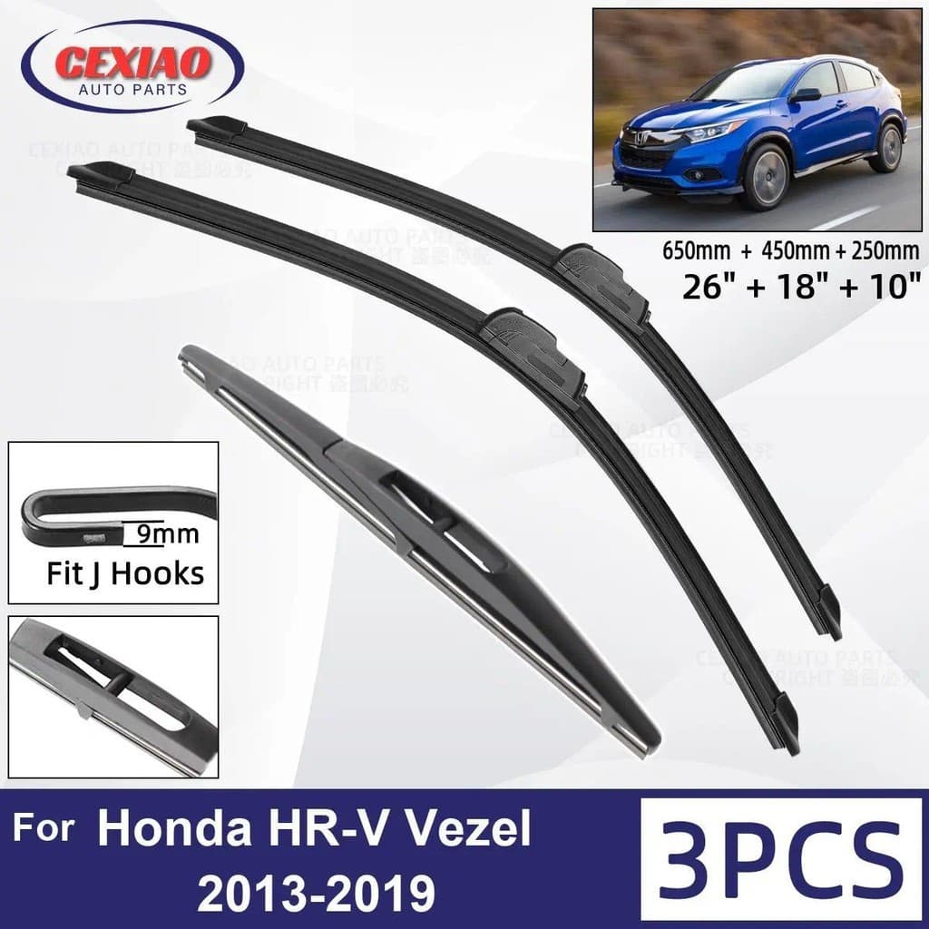Para Honda HR-V Vezel 2013-2019 Lâminas De Limpador Dianteiro Traseiro Do Carro Borracha Macia Limpadores De Pára-Brisa
