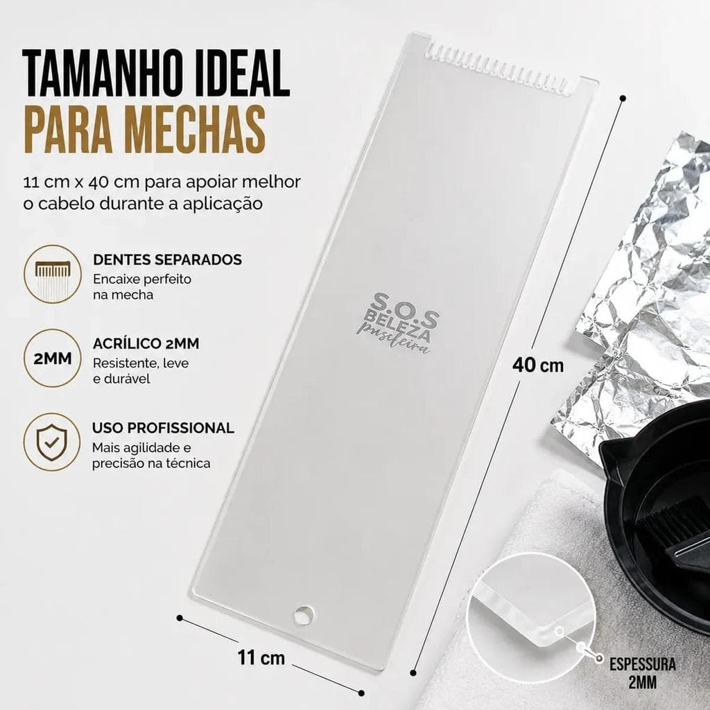 Plaquete Dentada Acrílico Mechas e Luzes 11x40 - TRANSPARENTE