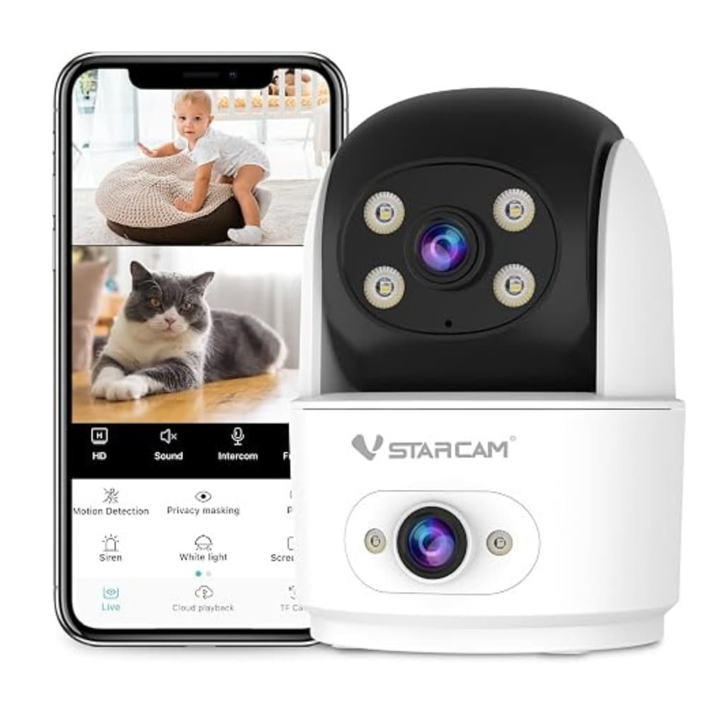 Câmera de Segurança IP Wi-Fi PTZ HD Dual Lens Monitoramento Inteligente com Visão Noturna Colorida IA