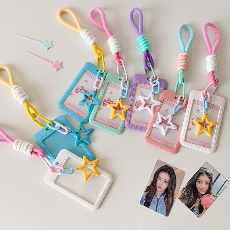 Porta-Cartões de Acrílico Transparente para Photocards de Kpop, Protetor de Cartão de Identificação de Estrela Fofo com