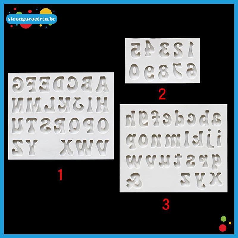 strongaroetrtn Números Moldes Letras Molde De Silicone 3D Fondant Bolos Ferramentas De Decoração br