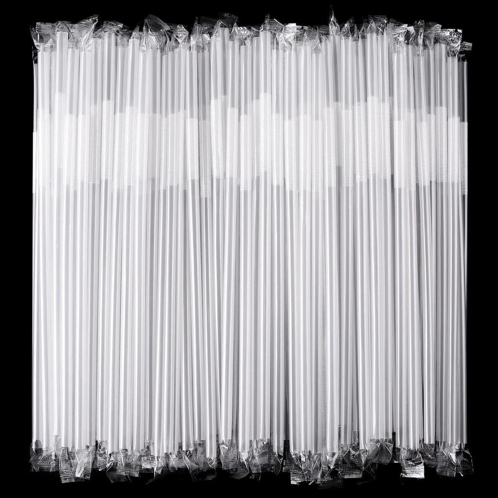 [Embalados Individualmente] 100 Canudos de Plástico Transparente Flexíveis, Canudos Descartáveis, 26 cm de Comprimento e