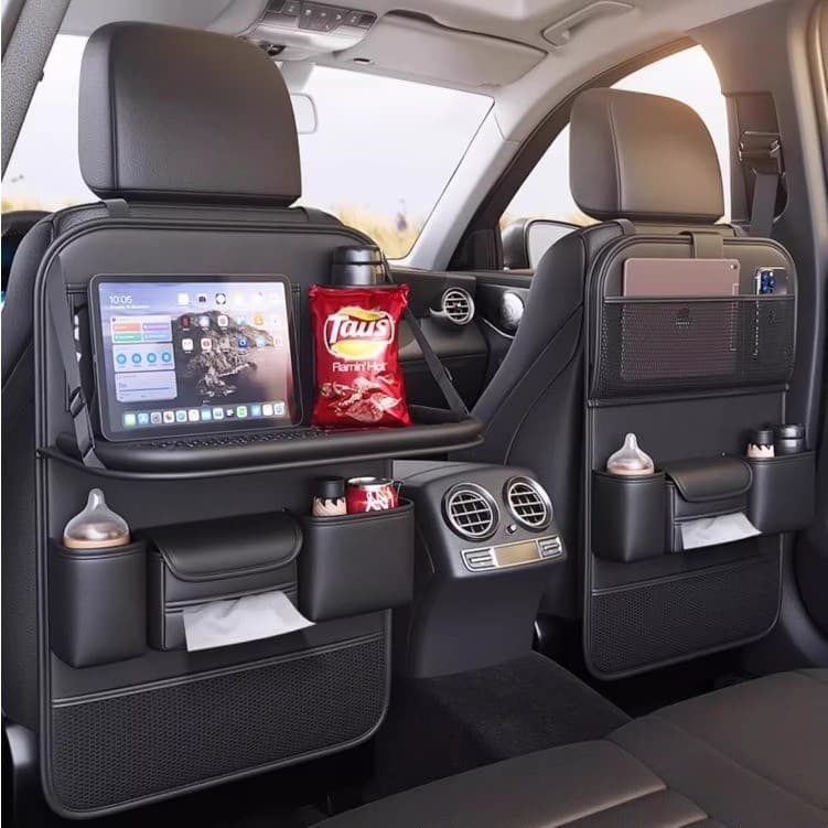 Bolsa de armazenamento multifuncional para carro com mesa dobrável