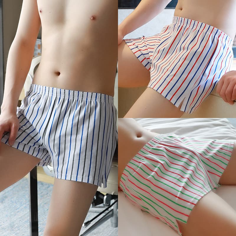 Pacote com 2 cuecas boxer masculinas de algodão puro, respiráveis, soltinhas, listradas, tamanho grande, estilo esportiv