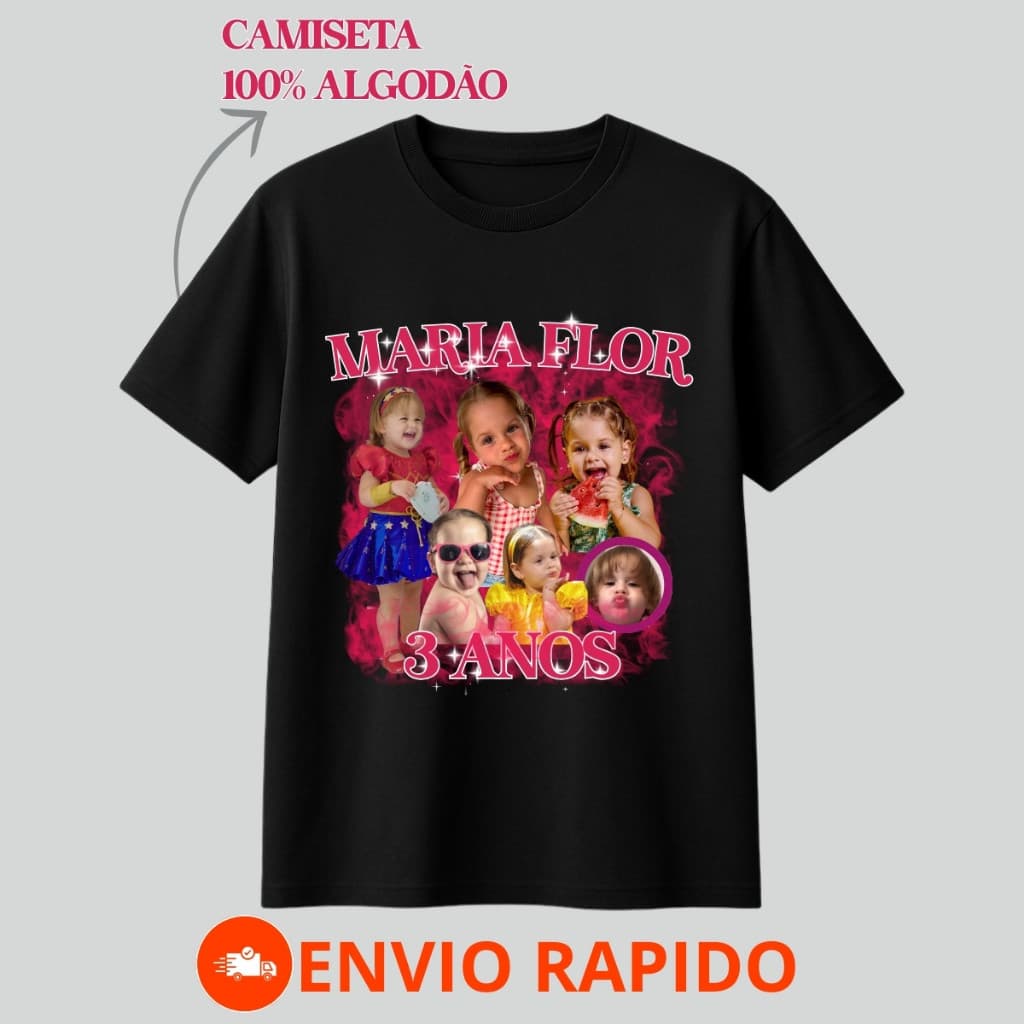 Camiseta 100% Algodão Personalizada Foto Nome Unissex Alta Qualidade Premium Várias Cores E Modelos