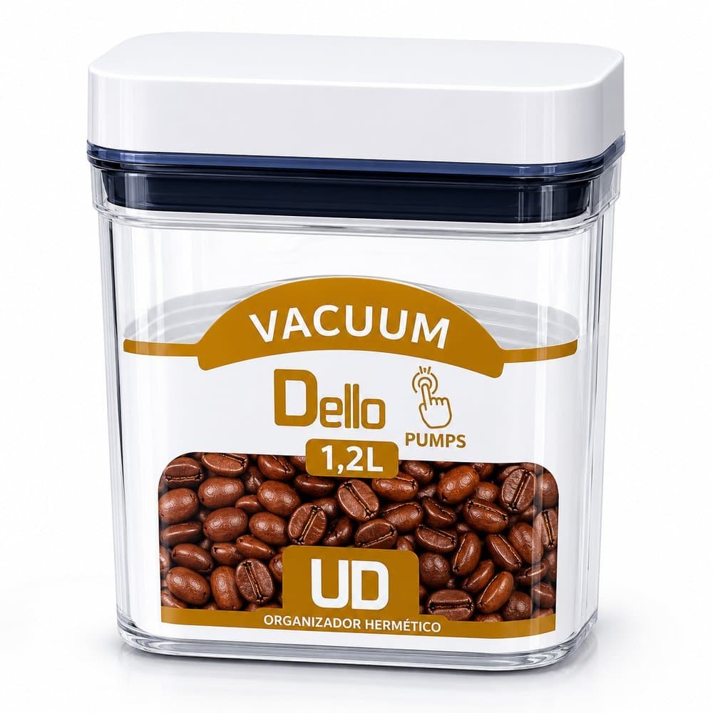 Pote Hermético Vacuum Pumps Quadrado 1,2L Dello P/ Alimentos