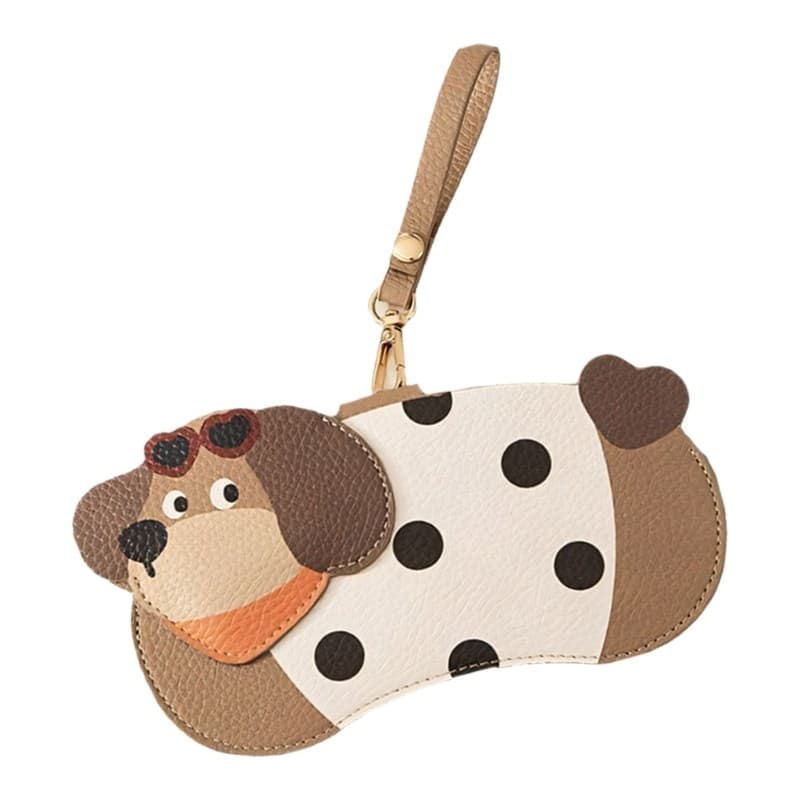 blg Dog Shape Óculos Bolsa PU Suporte Exterior Para Organização Diária