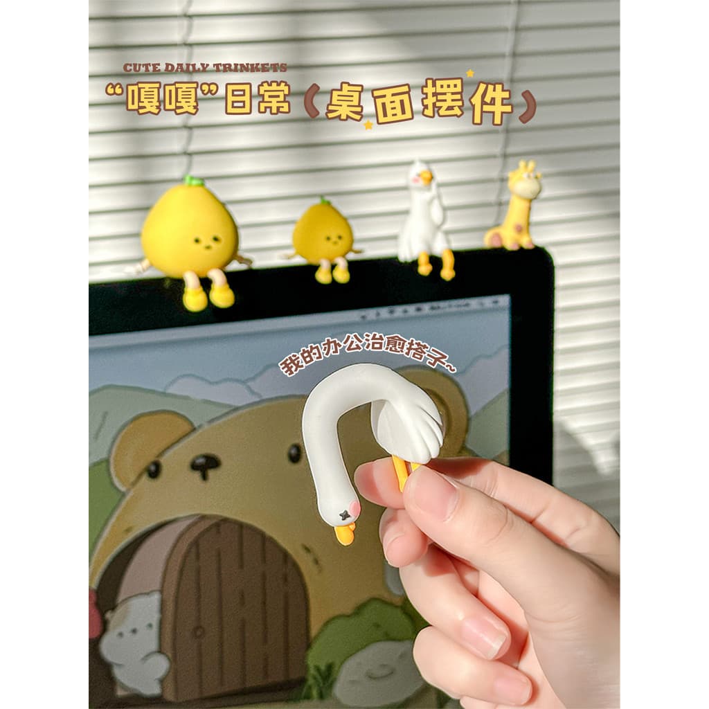2026 novo estilo pequenos ornamentos escritório Desktop decorações de tela do computador posição trabalho criativo estab