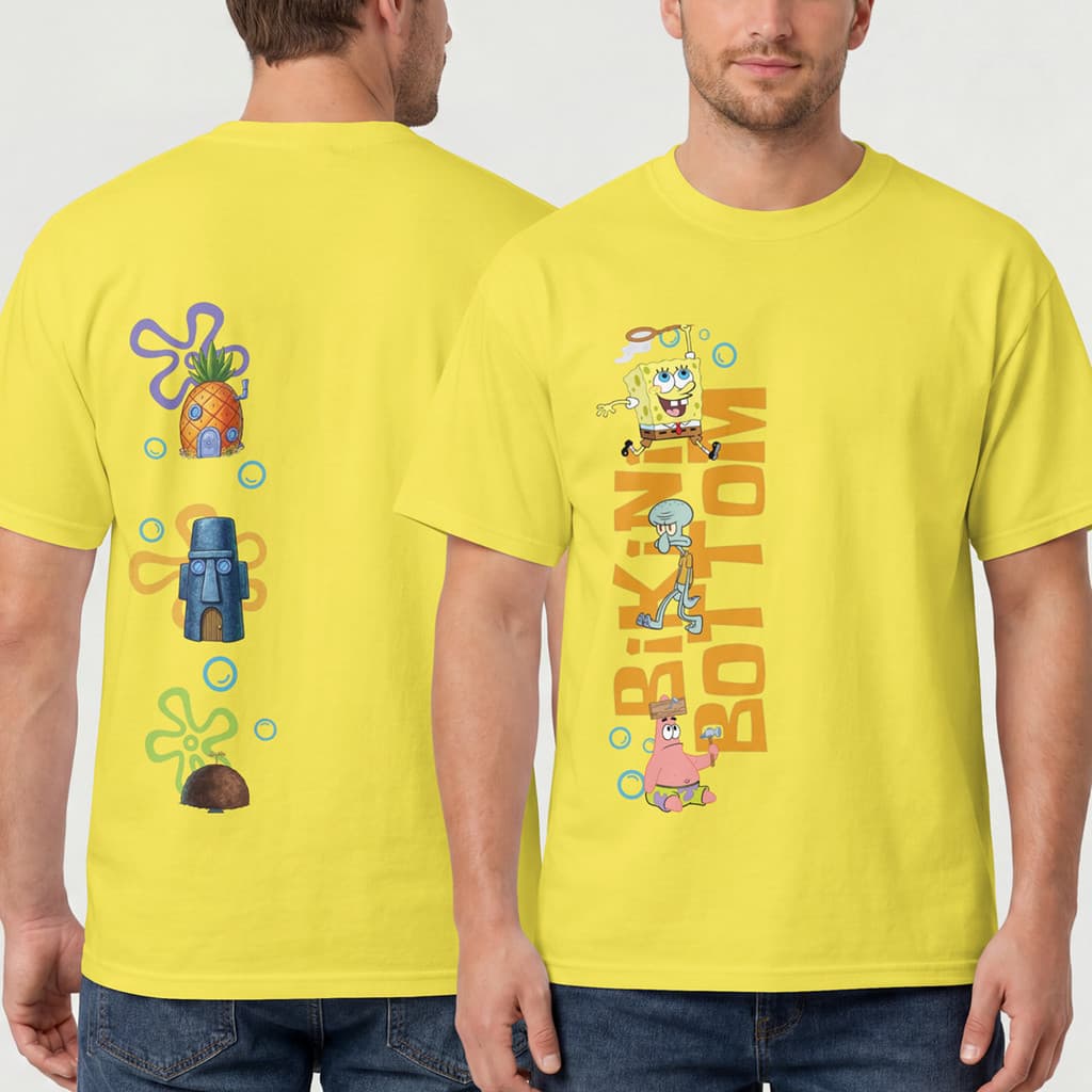 Camiseta Bob Esponja Fenda do Biquini Patrick e Lula Molusco Masculina Feminina Algodão Premium Estampa Divertida HT Co.