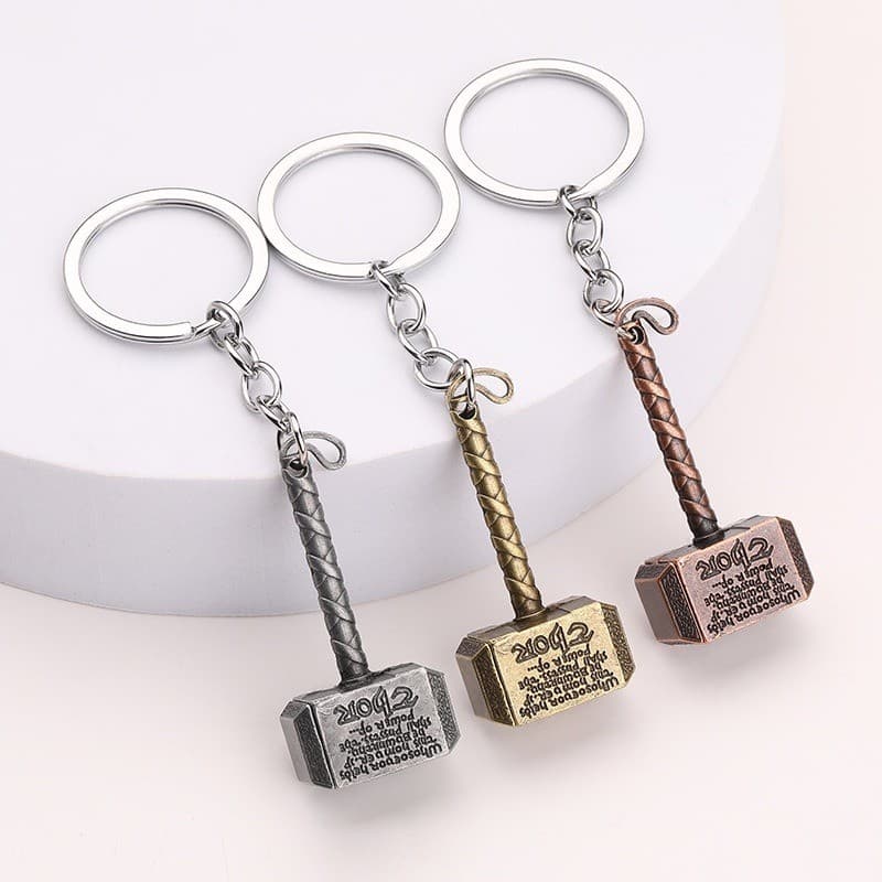 Marvel série chaveiro martelo do trovão chaveiro metal martelo chaveiro vingadores presente do feriado Retro pingente de
