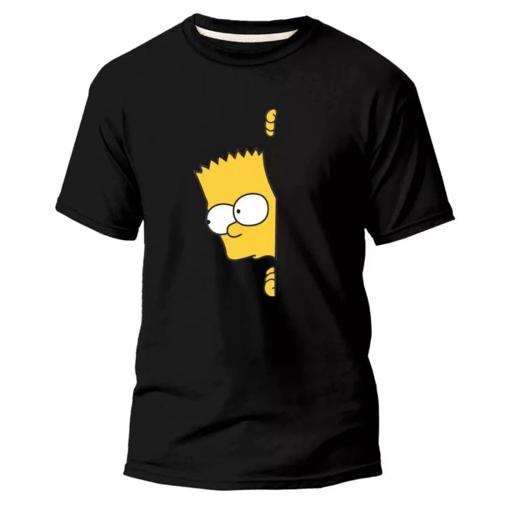 Camisa Básica Unissex Bart Simpson Camisa Masculina 100% Algodão Premium