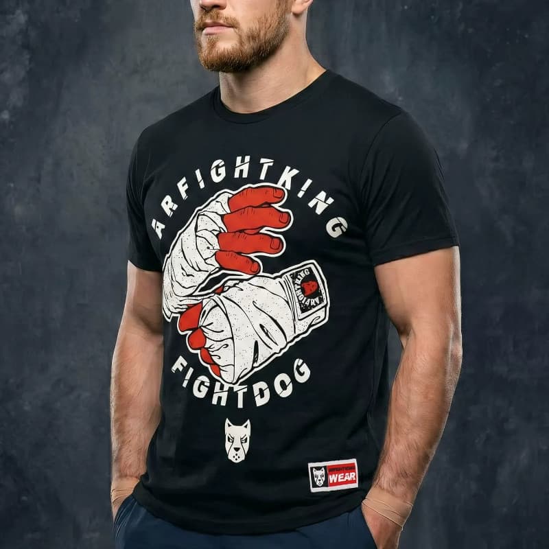 Venda Quente Bandagem Luva De Boxe Padrão Impressão Camiseta Moda Coreana Unisex Solto Em Torno Do Pescoço
