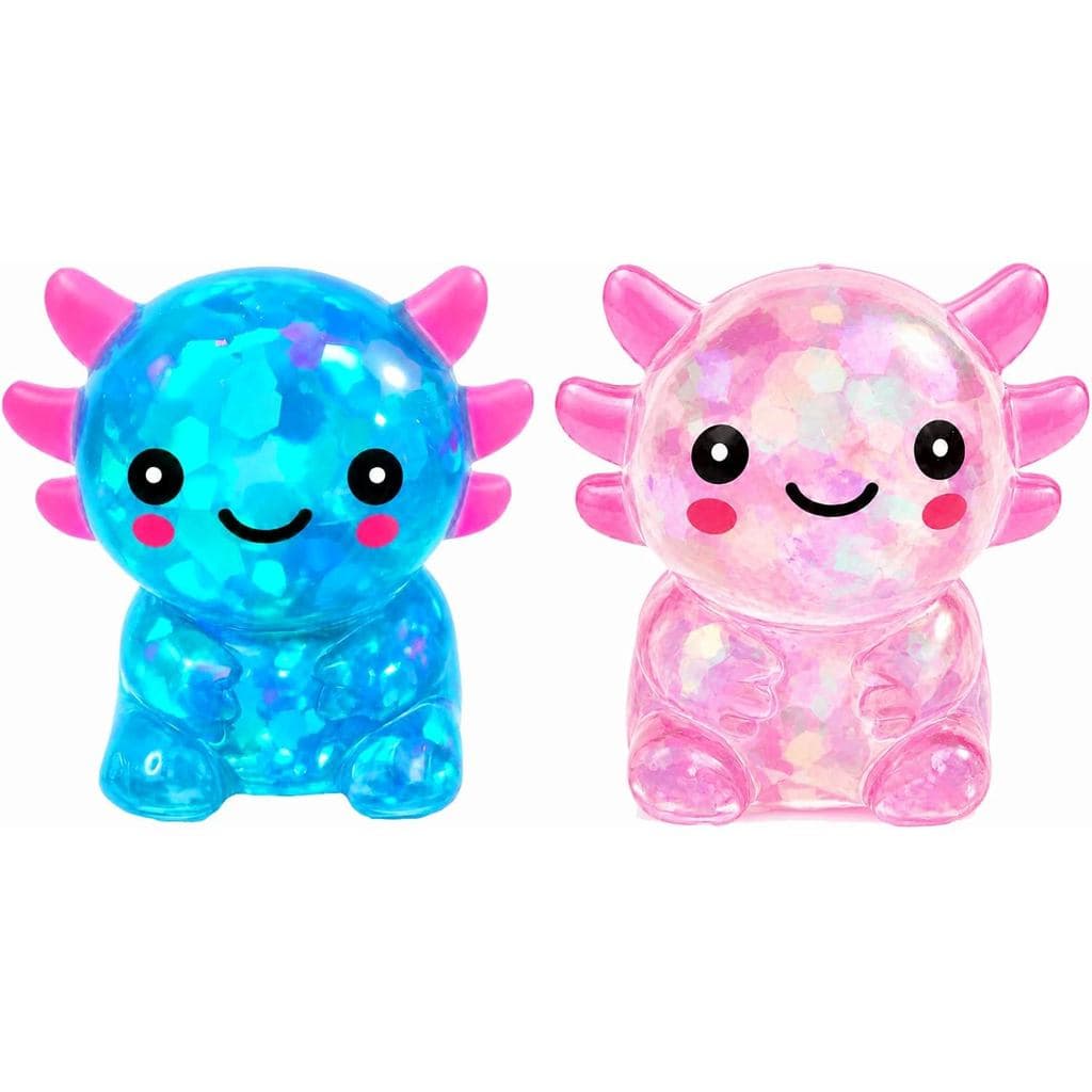 Brinquedo Squishy de Axolote, Brinquedos Anti-stress com Glitter, Brinquedo de Apertar de Axolote Fofo para Alívio do Es