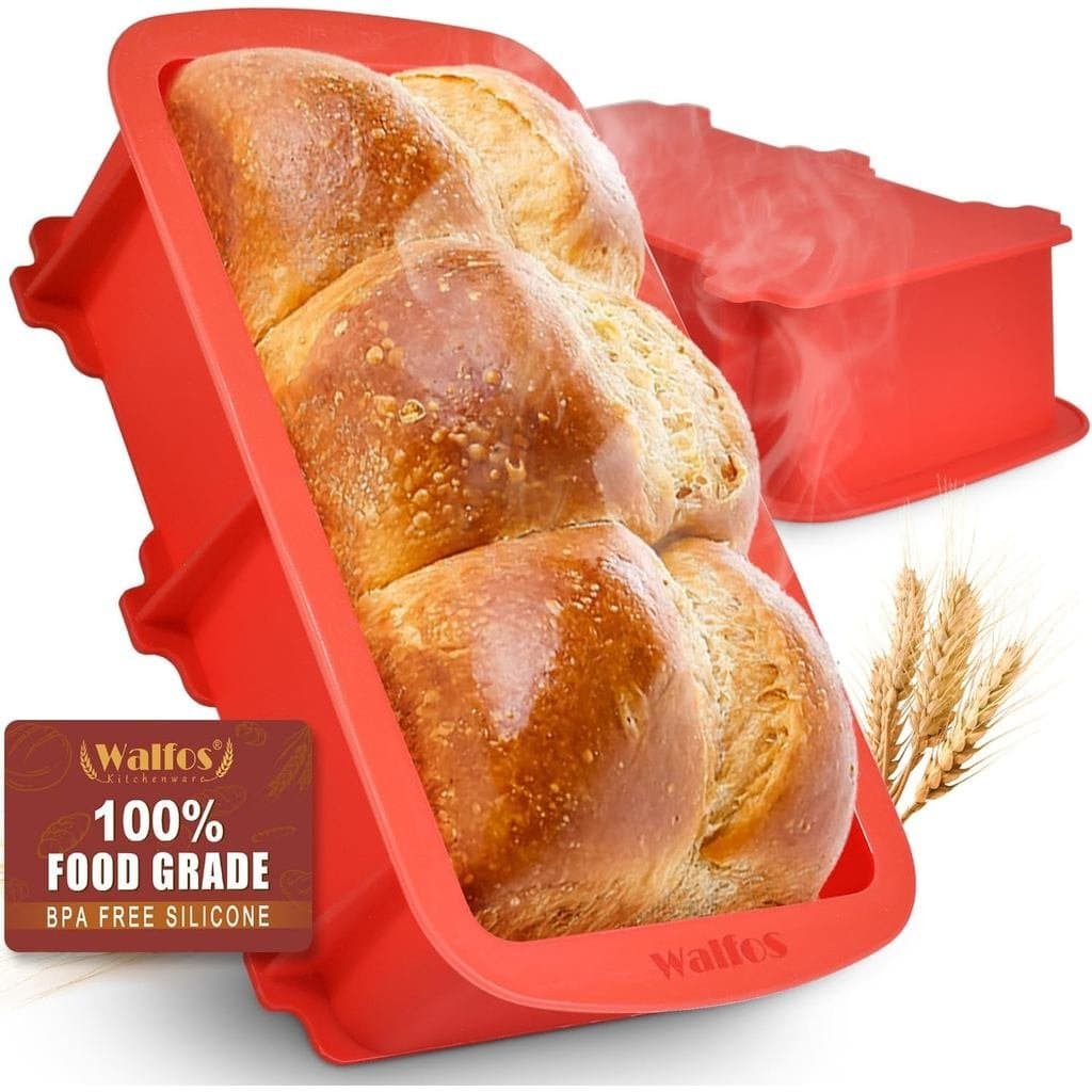 Forma de Silicone para Pão Walfos, 9 x 5 polegadas, Formas de Silicone Antiaderentes para Assar, Conjunto de 2, Perfeita