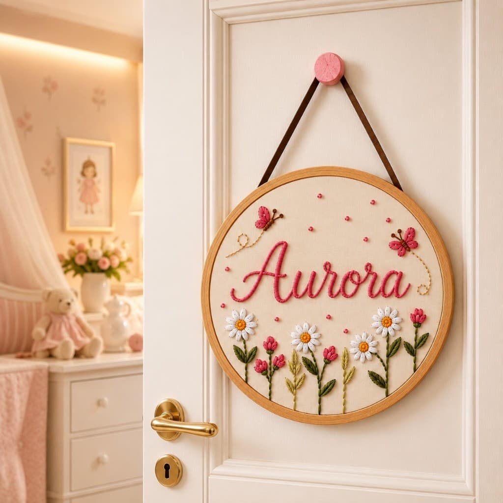 Porta Maternidade Personalizada Nome MDF Floral Enfeite Personalizado Decoração