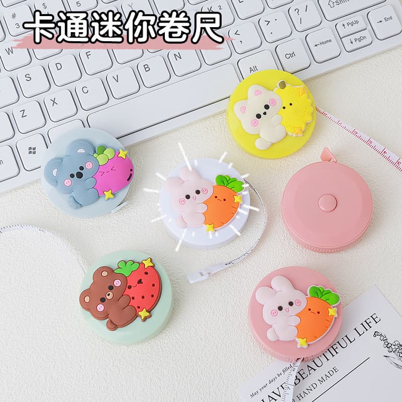 Mini fita métrica para estudantes e uso em escritórios, fita métrica macia com desenho animado fofo para meninas, fita m