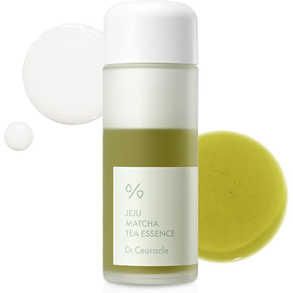 Dr.Ceuracle Jeju Matcha Essence – Um tônico leitoso de limpeza contendo extrato de matcha, 9 peptídeos, ceramidas, uma e