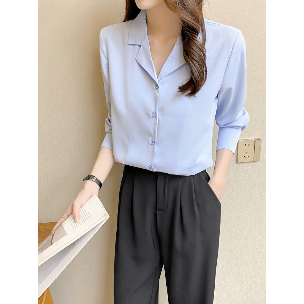 Primavera novo estilo camisa branca feminina Design nicho de manga comprida entrevista Commuter camisa profissional solt