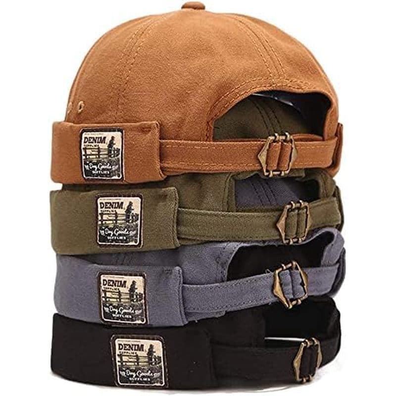 Milcraft Gorro Masculino De Algodão Sem Aba , De Marinheiro Com Punho Enrolado Retrô , Pacote 4