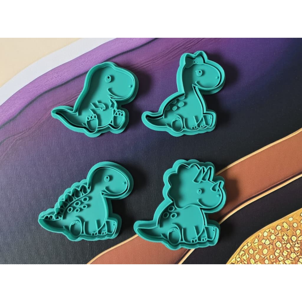 Kit Cortadores de Biscoito Dinossauro 3D Confeitaria Massinha - Cor Sortida