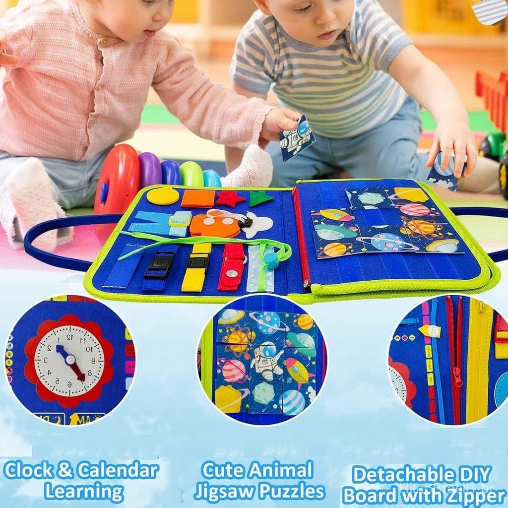 Montessori Busy Board-Brinquedo De Atividade De Habilidades De Vida Sensorial Com Zíper E Aprendizagem De Botões , Prese