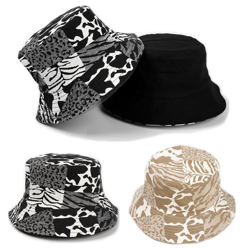 Chapéu de Pescador Feminino para Primavera e Verão, Estilo Moderno com Estampa de Leopardo e Detalhes em Couro, Chapéu d