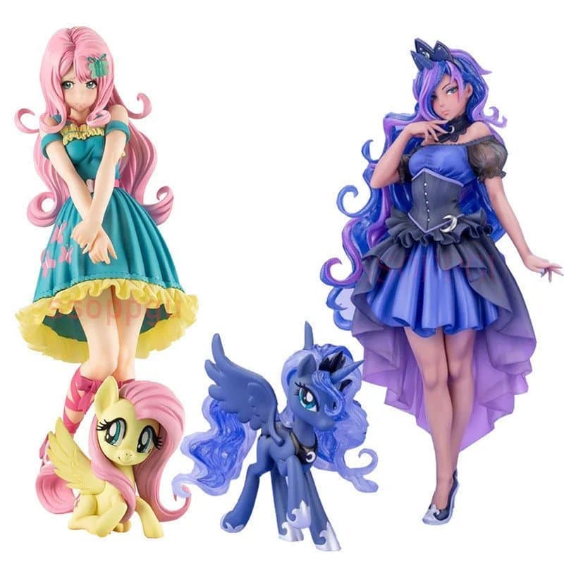 Estátua My Little Pony Bishoujo Princesa Luna Fluttershy, Figura de Ação em PVC de Anime, Brinquedo, Modelo de Coleção H
