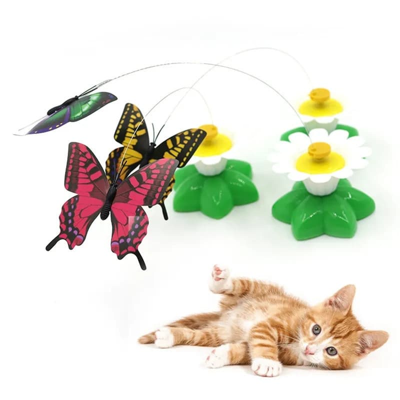Brinquedo Interativo Para Gatos Borboleta Giratória Elétrica Cores Sortidas Pet