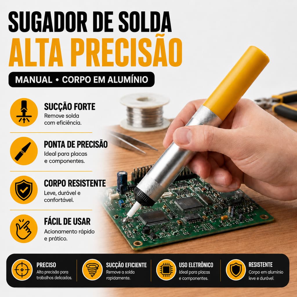 Sugador De Solda Ruslly Antiestático Em Alumínio Para Ferramenta Solda Metálico Profissional