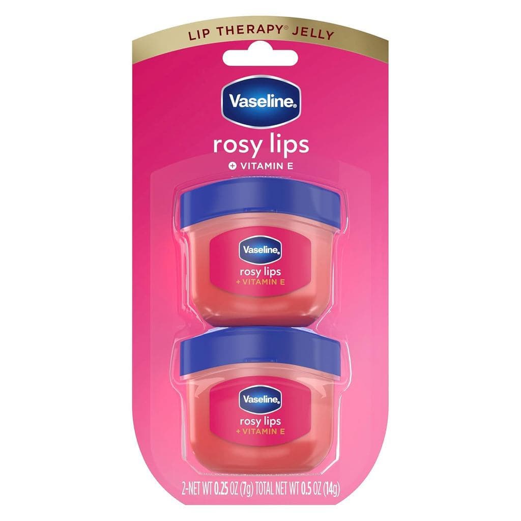 Vaselina Lip Therapy 2 unidades Rosy Lips Mini Para Lábios Secos e Rachados, Bálsamo Labial Hidratante com Cor 0,5 oz O8