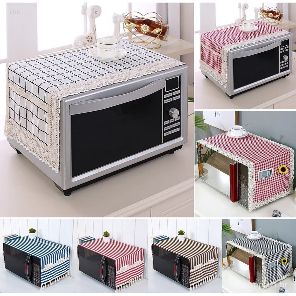 FDK Algodão Linho Forno De Microondas Capa Contra Poeira Xadrez Impresso Capas Para Toalha De Mesa Simples Armário Prote
