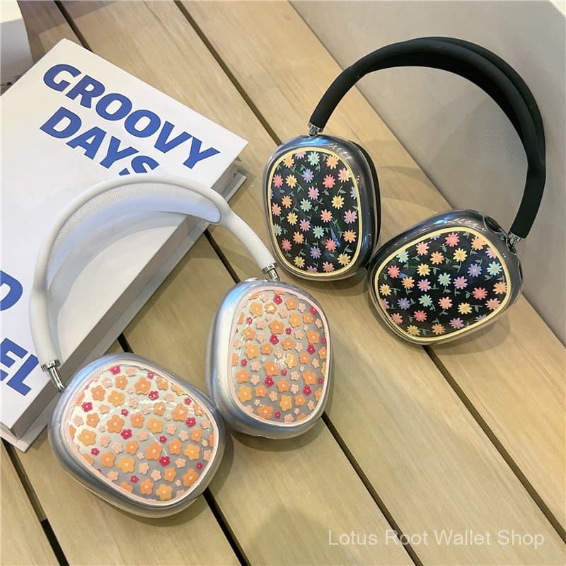 Capa protetora floral colorida adequada para Apple AirPods Max, capa protetora para fone de ouvido Bluetooth Max over-ea