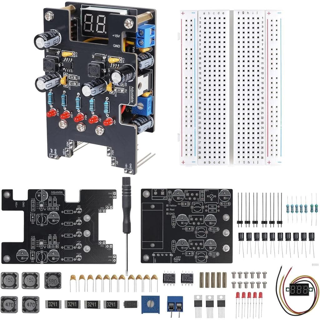 Kit de Alimentação para Protoboard DIY, Módulo de Alimentação PEMENOL Multi-Saída LM2596 com 3.3V / 5V / 12V e Saída Aju