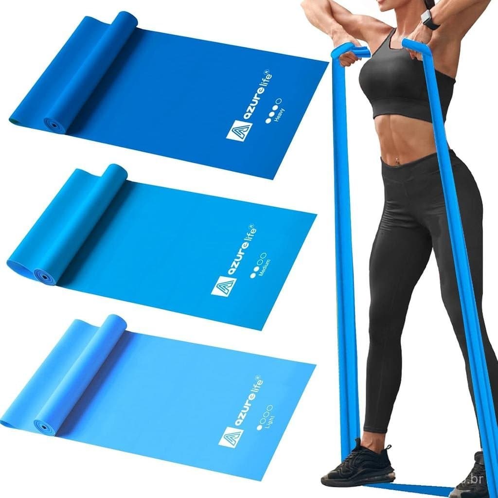 Faixas de Resistência AZURELIFE, Faixas Elásticas Profissionais Longas Sem Látex, Faixas de Exercício para Fisioterapia,