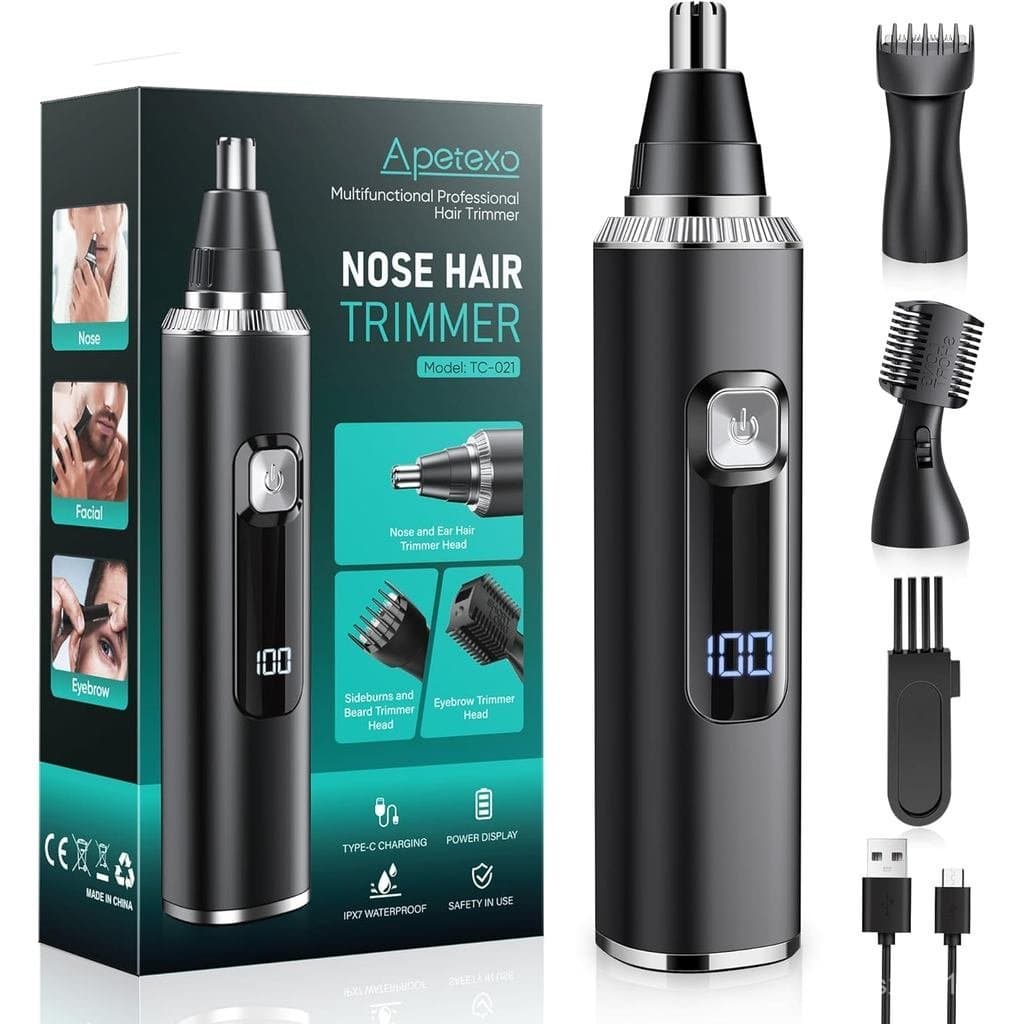 Aparador de Pelos do Nariz para Homens e Mulheres, Recarregável via Tipo-C, Aparador de Precisão com Lâminas de Dupla Fa