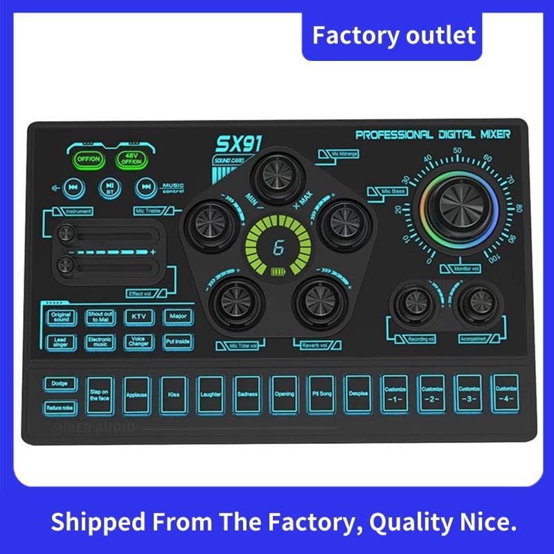 SX91 Placa De Som Ao Vivo USB Mixer Profissional Amplificador De Console De Mixagem De Áudio Para Cantar PC Laptop Celul