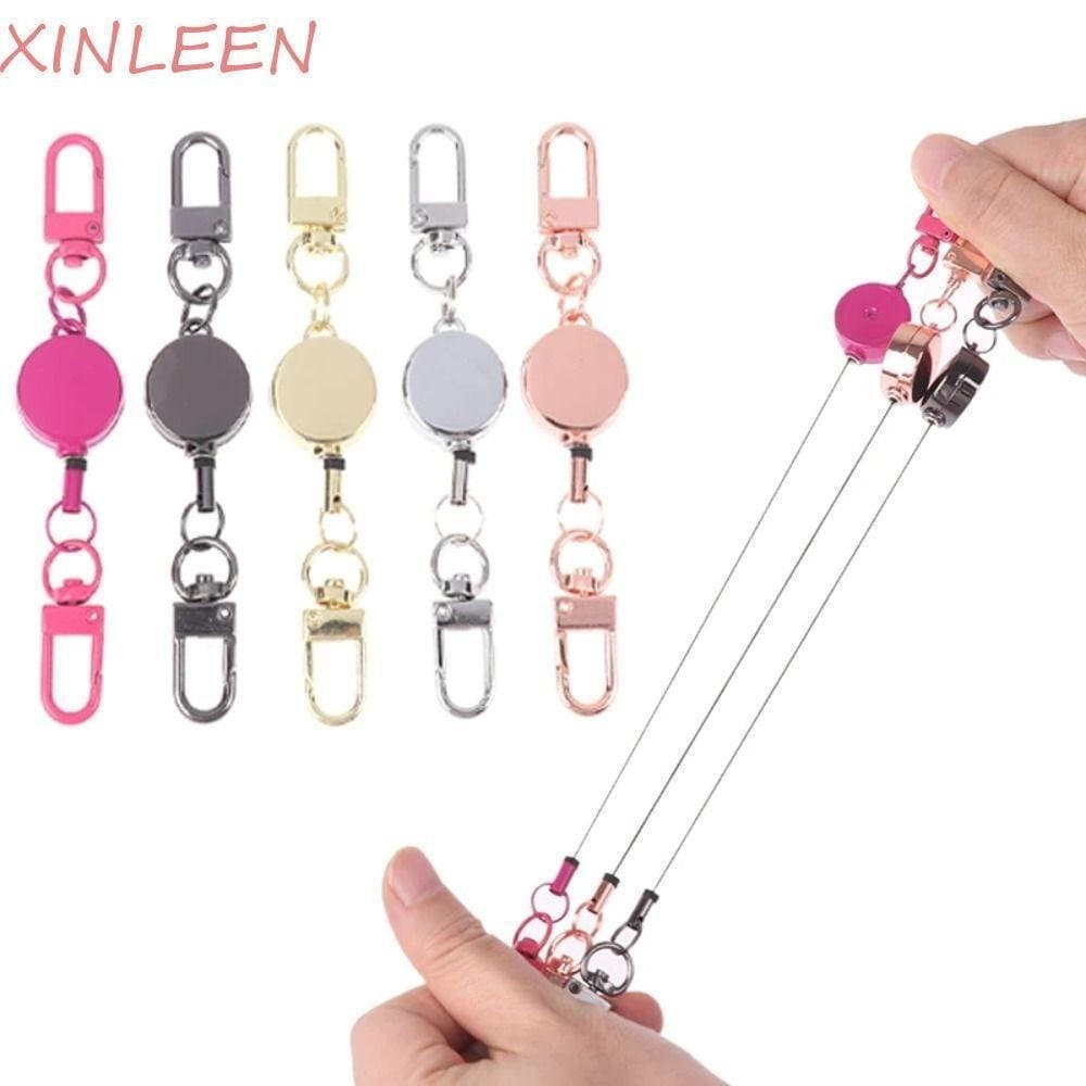 Chaveiro elástico XINLEEN, chaveiro de liga retrátil, equipado com fivela fácil de puxar, SHBA antirroubo