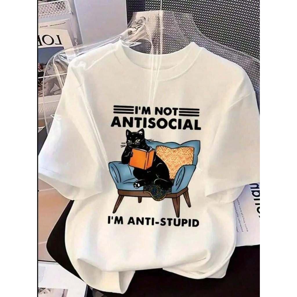 Camisa Feminina Unissex 100% Algodão Confortável Modelo Casual Ante Social Moda Verão Gatinho Chique