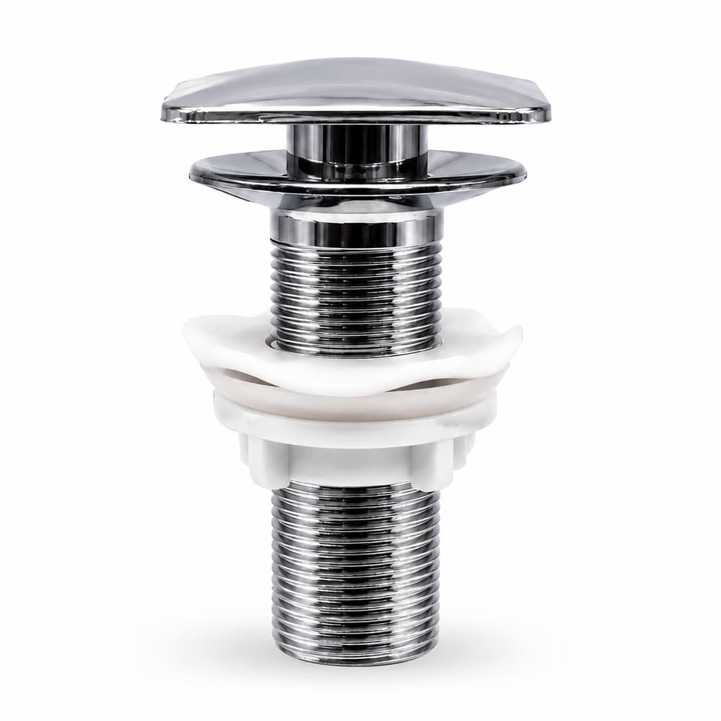 Válvula Click Quadrado Para Lavatório Cromada ABS 7/8 Ralo Cuba Banheiro
