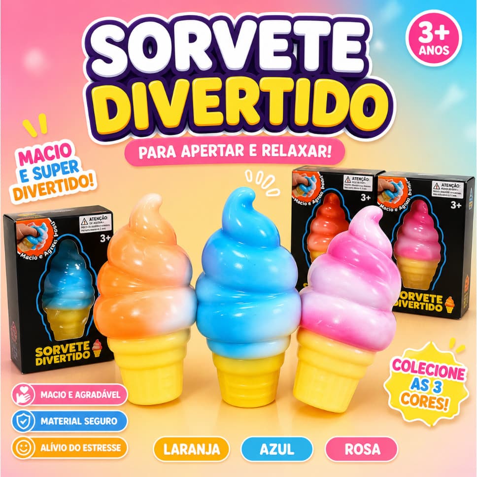 Squishy Sorvete c/ Casquinha Anti Stress