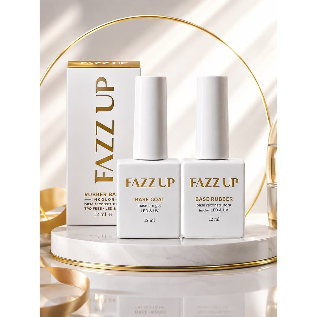 Kit Fazz Up Base Coat + Base Rubber 12ml | Preparação, Blindagem e Alta Aderência