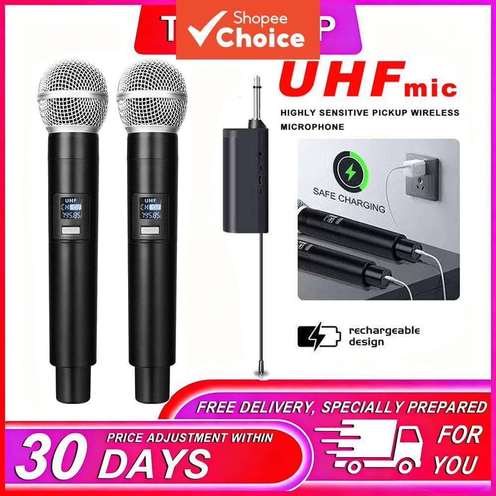 Sistema de Microfone Sem Fio Duplo TAVOSOP, Alcance de 61m, Microfone de Áudio Recarregável