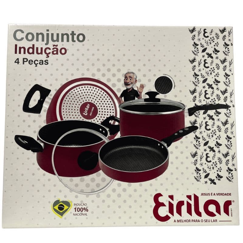 Eirilar Conjunto panelas Induzione Bordo 04 Pçs Indução