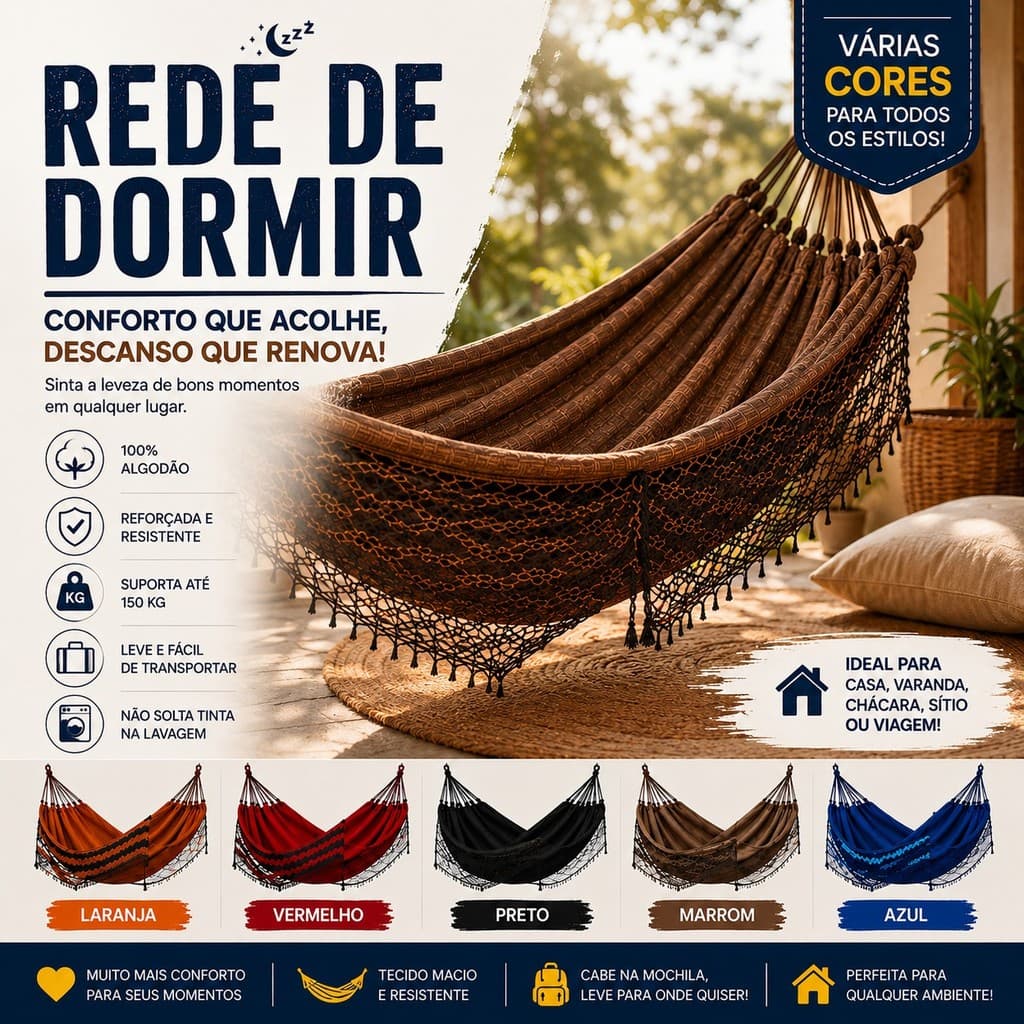 Rede De Dormir Jeans Casal/Solteiro Descanso Life Varias Cores Rede Descanso Reforçada Casal e Solteiro