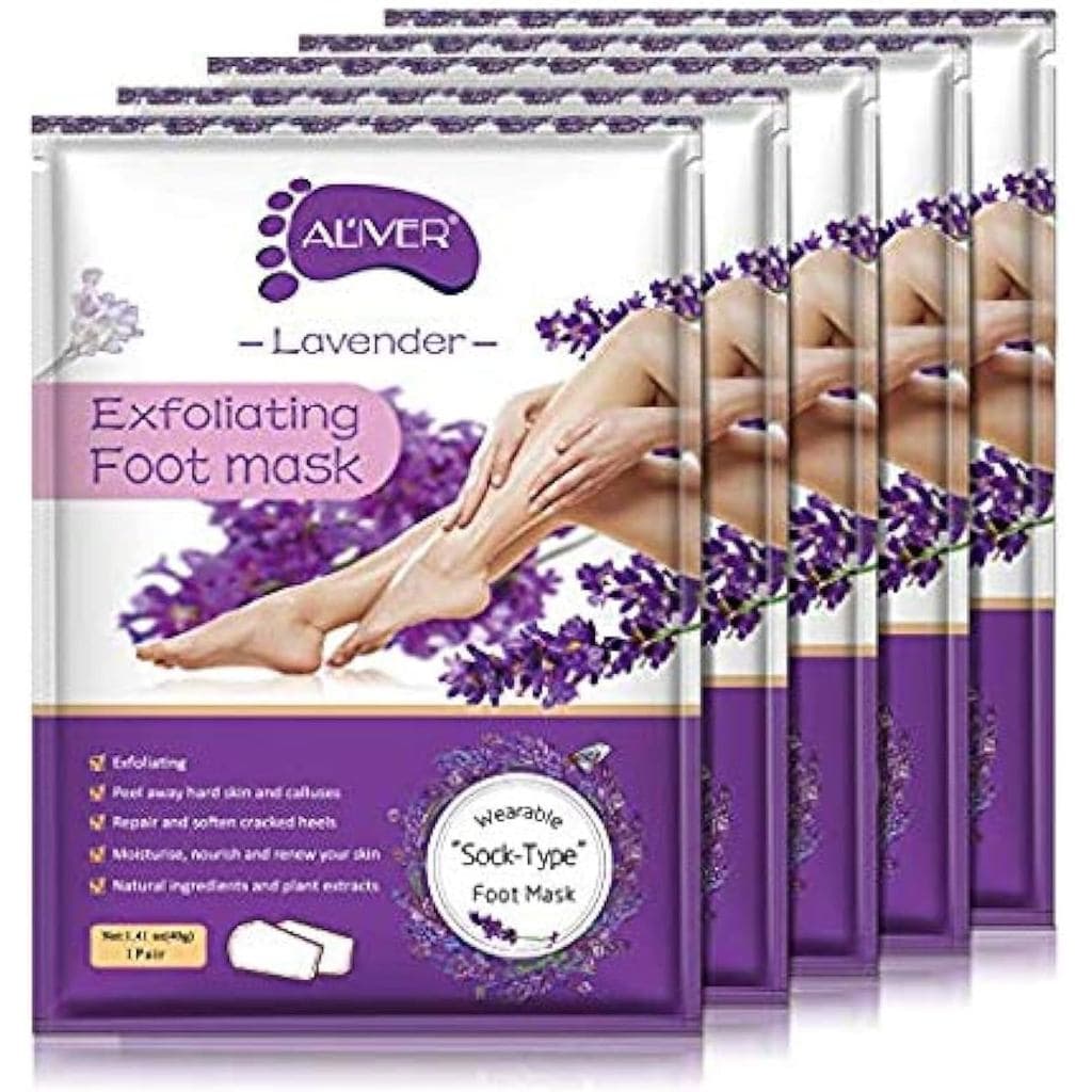 Máscara para os Pés, Pacote com 5 Máscaras para os Pés, Esfoliante para Remover Calosidades e Pele Morta, Máscara para o