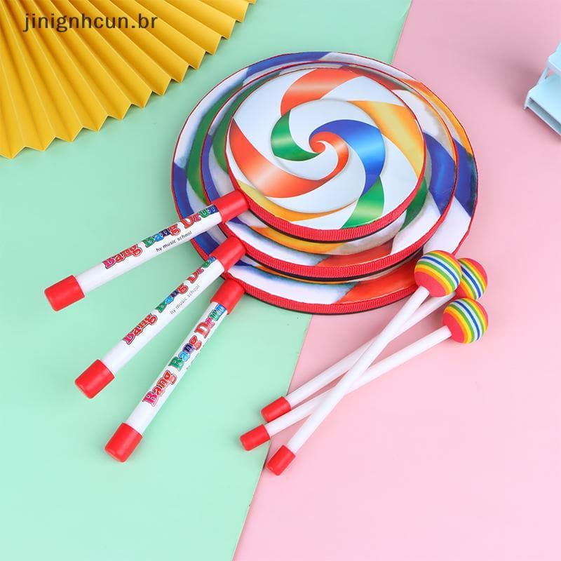 jinignhcun 6 Polegada 8 10 Pirulito Mão Tambor Instrumentos De Percussão Colorido Adereços De Dança Infantil Brinquedos