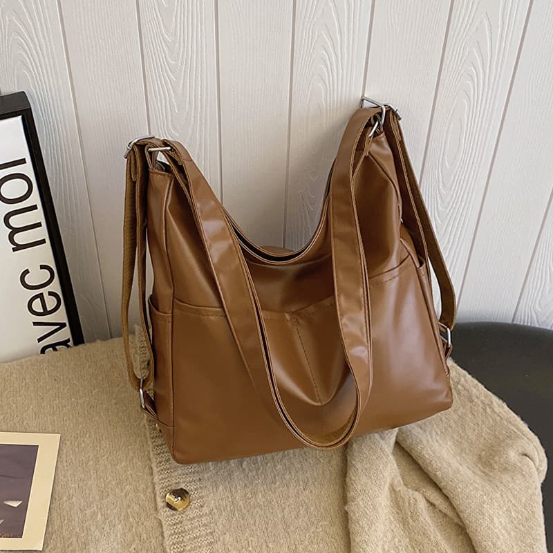 Nova bolsa Tote de couro macio feminina 2024 novo estilo na moda grande capacidade estudante classe bolsa de ombro All-M