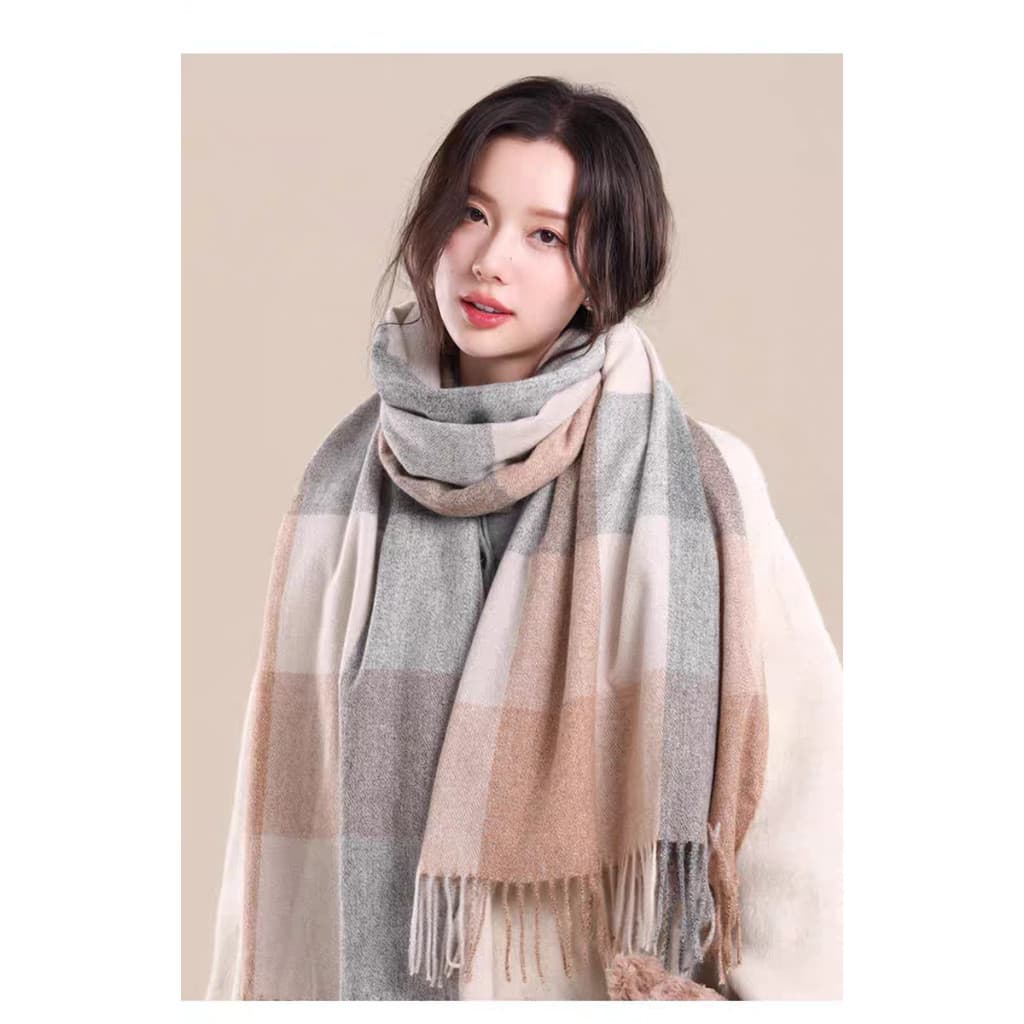 Cachecol xadrez feminino, cachecol pashmina, cachecol unissex para o inverno frio OZPF
